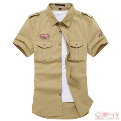 中山沙溪木蘭制衣廠 新款純棉男士休閑翻領(lǐng)短袖襯衫1905的OEM貼牌定制之道
