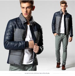 納川男裝秋冬新款保暖撞色棉服 韓版修身拉鏈時(shí)尚格子棉衣外套，重塑男士秋冬風(fēng)尚
